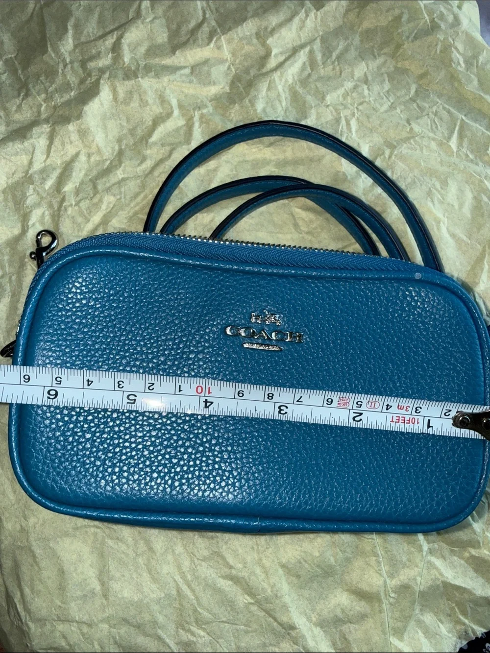 Coach Pebbled Leather Crossbody in Bright Blue